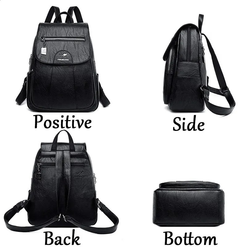 Womens leather backpack highquality retro womens suitable for girls school backpacks travel bags 241008