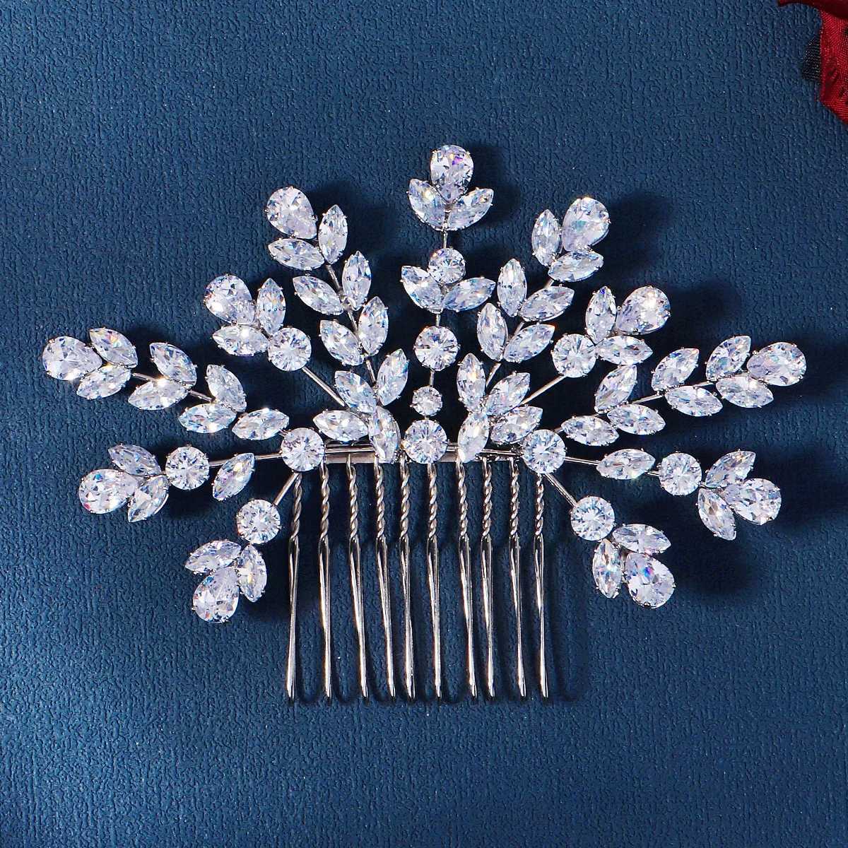 New luxury zirconia bridal hair comb with sparkling handmade hair suitable for womens wedding headpieces and jewelry accessories W241007