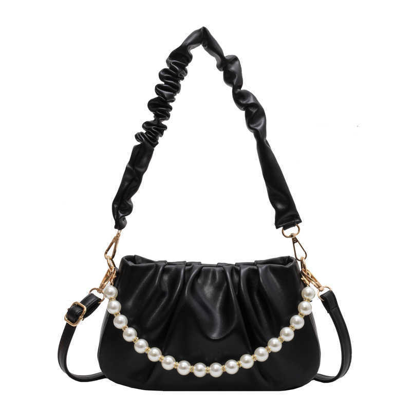 CMM Spring and Summer New Pleated Pearl Chain Bag Trendy and Fashion Womens Handbag Underarm Bag Casual and Versatile Womens Bag Cloud Bag