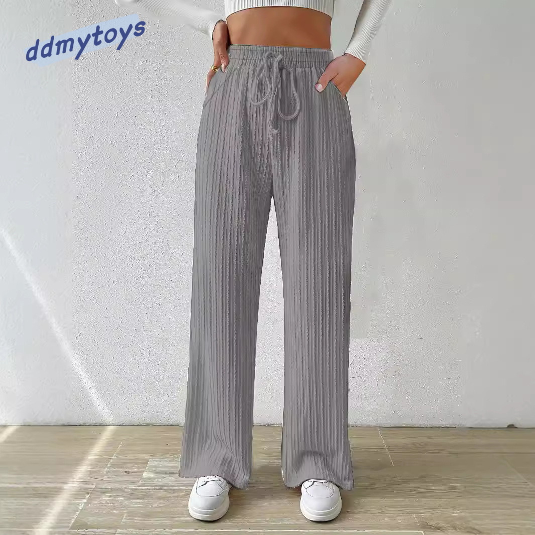 dongdumaoyi new solid color casual straight high waisted wide leg pants F1008#31