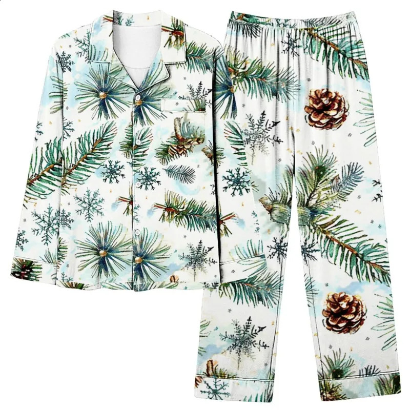 Womens twopiece set for spring summer autumn blue and floral printed womens pajamas casual loose comfortable home clothes 241008