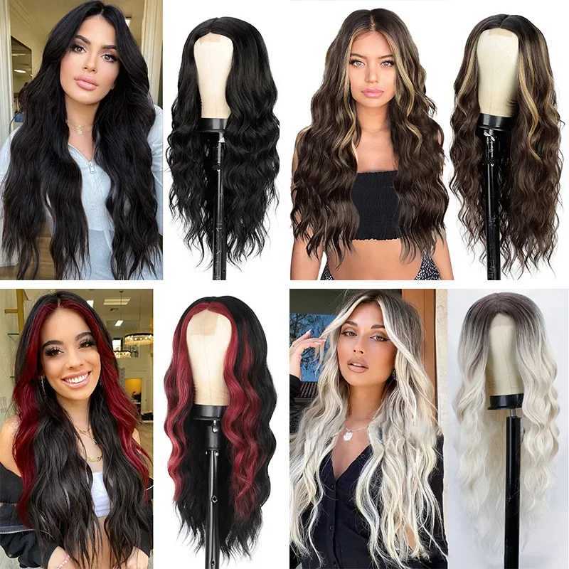 Long Wave Hair Wig Womens Gradient White Curly Synthetic Hair Manufacturer Wholesale Stock AvailableXJ241008
