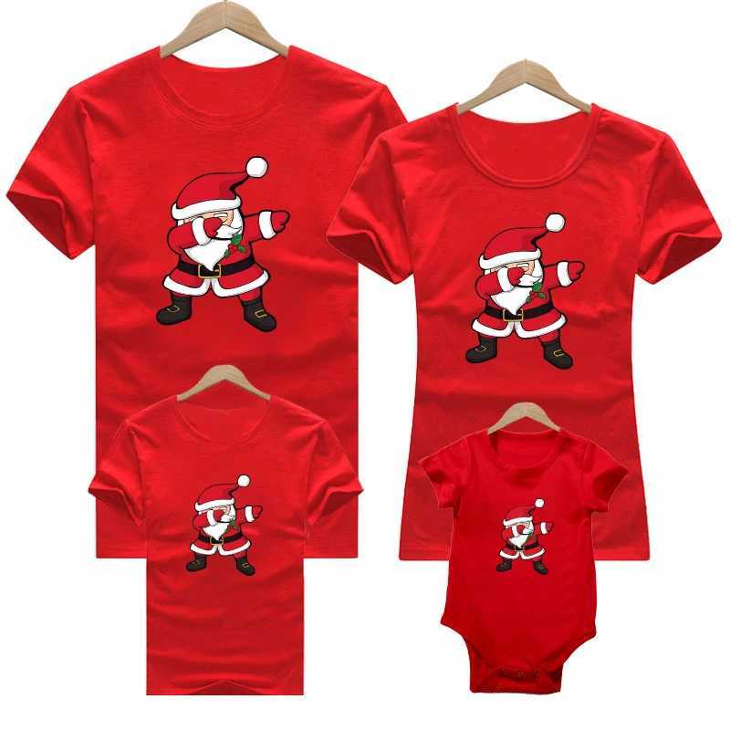 Red Winter Cotton 2023 New Year Fashion Family Matching Clothing Family Appearance Mom T-shirt Mother Childrens Top W241008