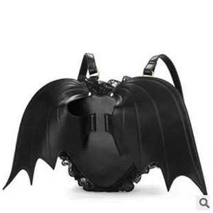 autumn black angel demon bat backpack women's lace backpack women's bag 241015