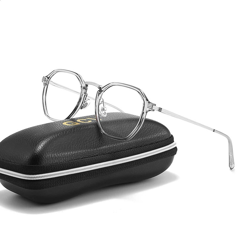 GCV unisex square minimalist fashionable acrylic metal eyeglass frame anti blue glasses 240929