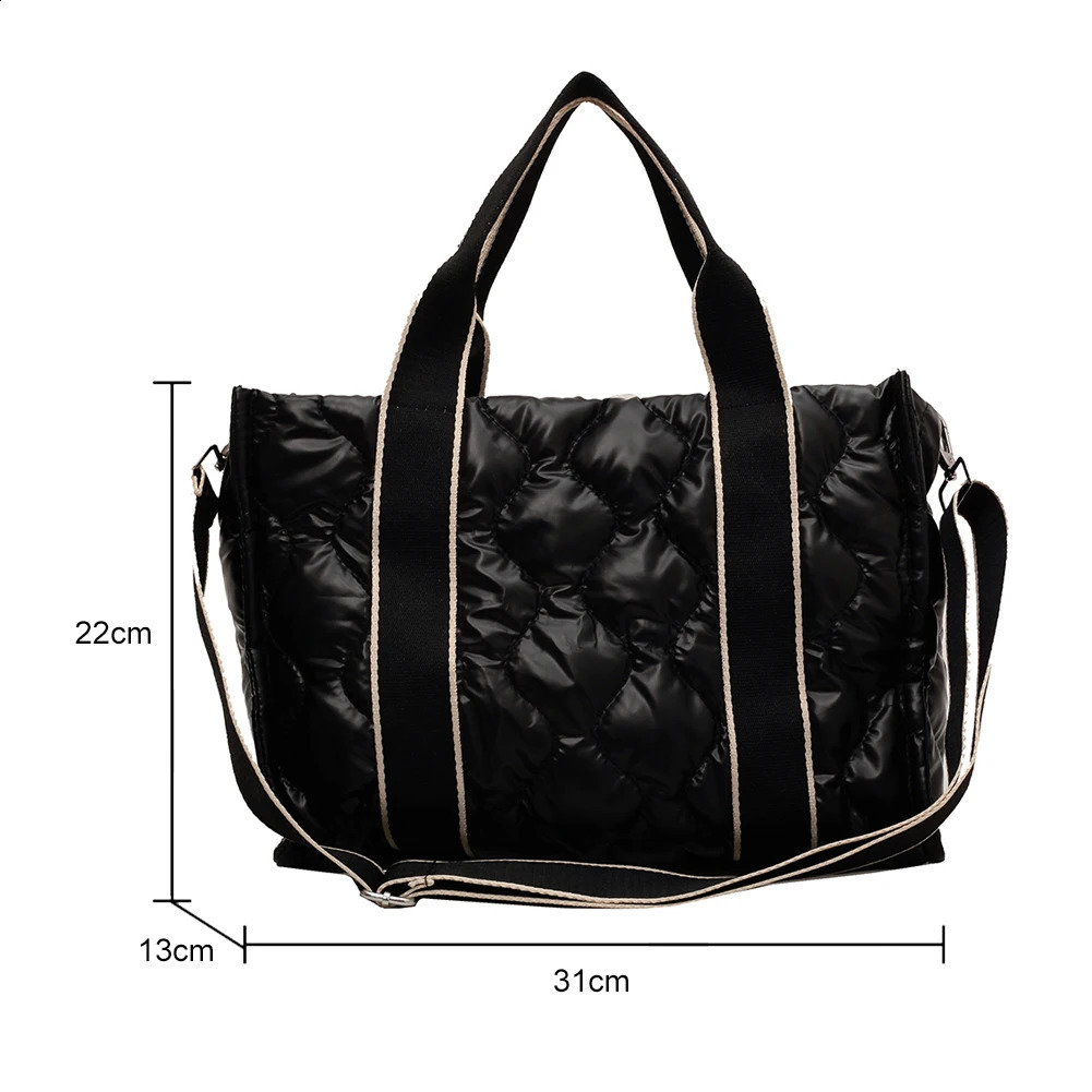 Fashion tote bag autumn and winter shoulder down comforter cotton ten letter backpack shopping travel large capacity ner 241008