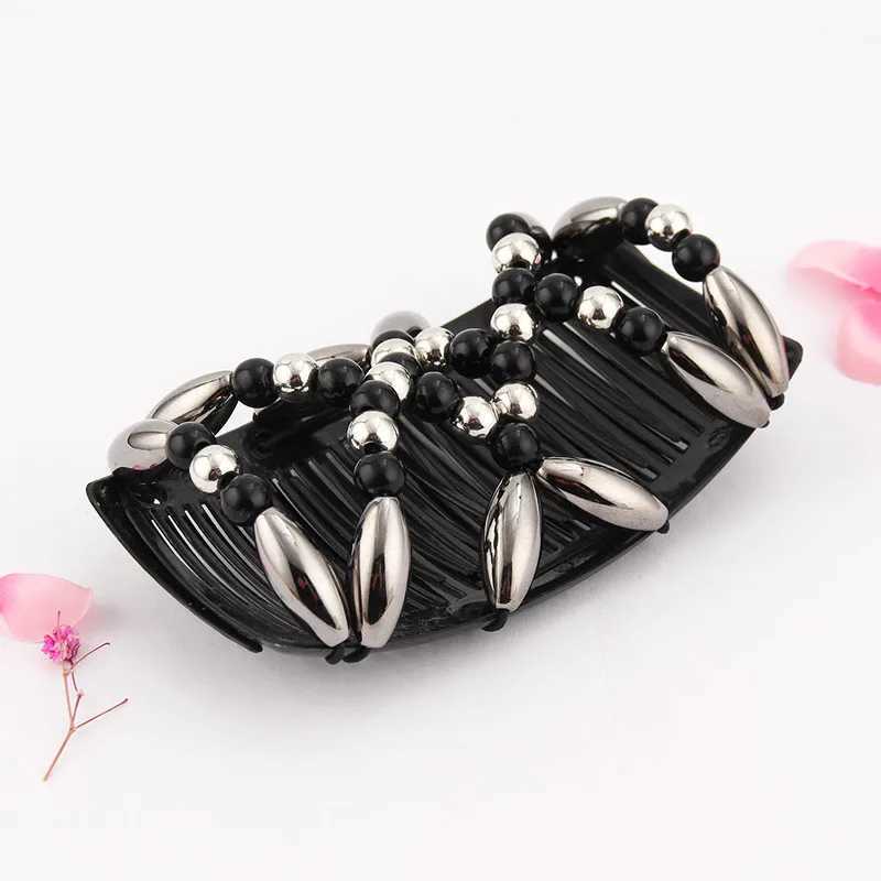 European and American fashion bead pattern hair comb womens handmade bead pattern magic hair comb headwear W241007