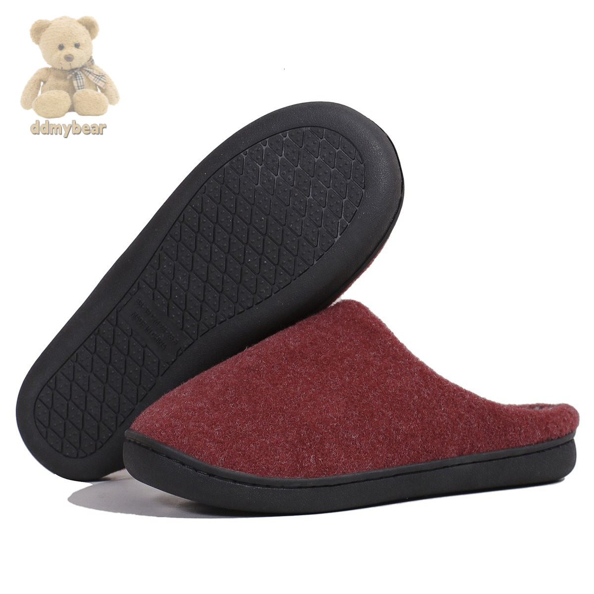Ddmybear New Winter Cotton Solid Color Home Anti Slip Warm Leisure Thick Comfortable Soft Bottom Hairy Slippers Chinese Brand Shoes F1008-12.5
