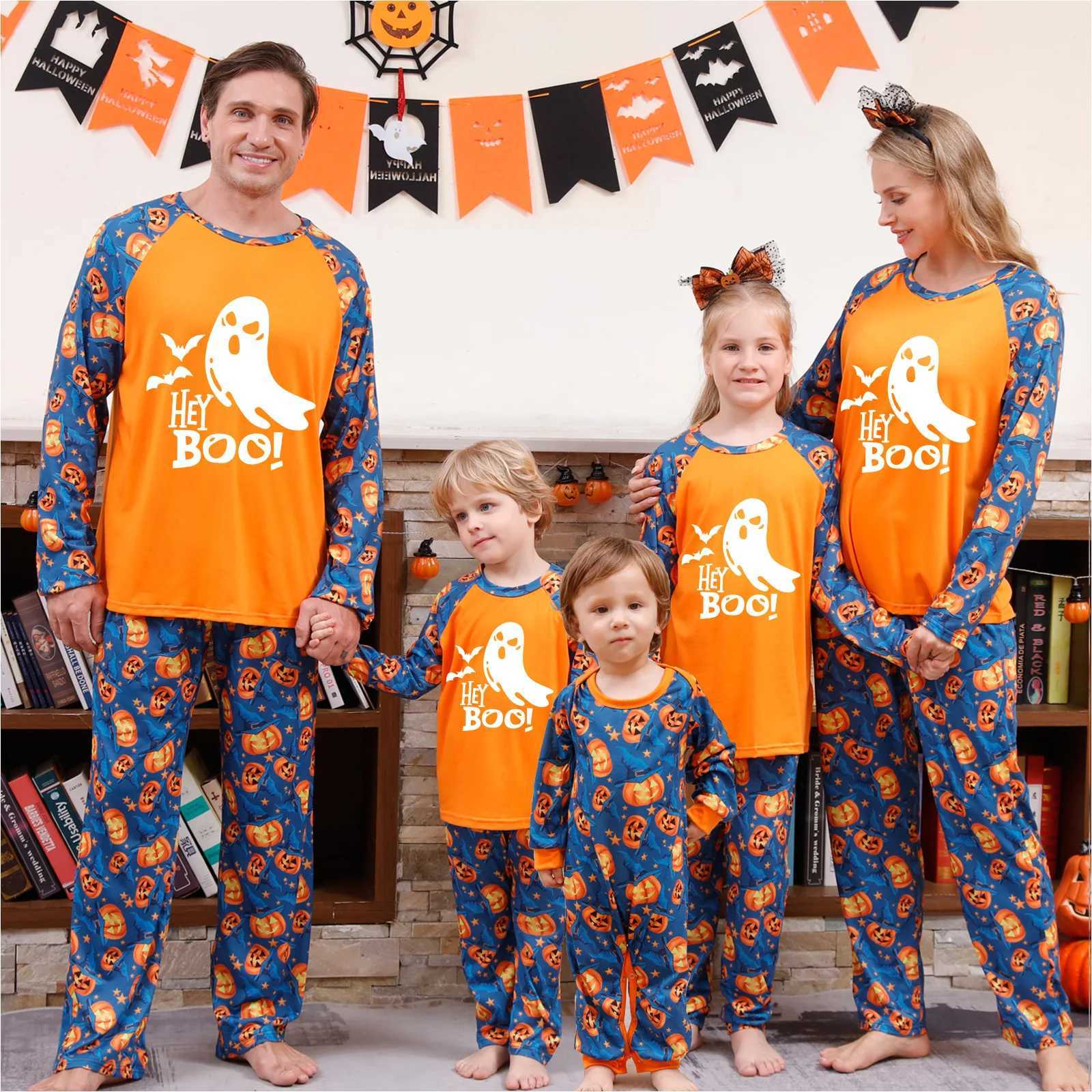 New 2024 Halloween Matching Clothes for Family Couples Night Suit Skull Print Adults Kids Pajamas Set Baby Romper Soft PyjamasXJ241008