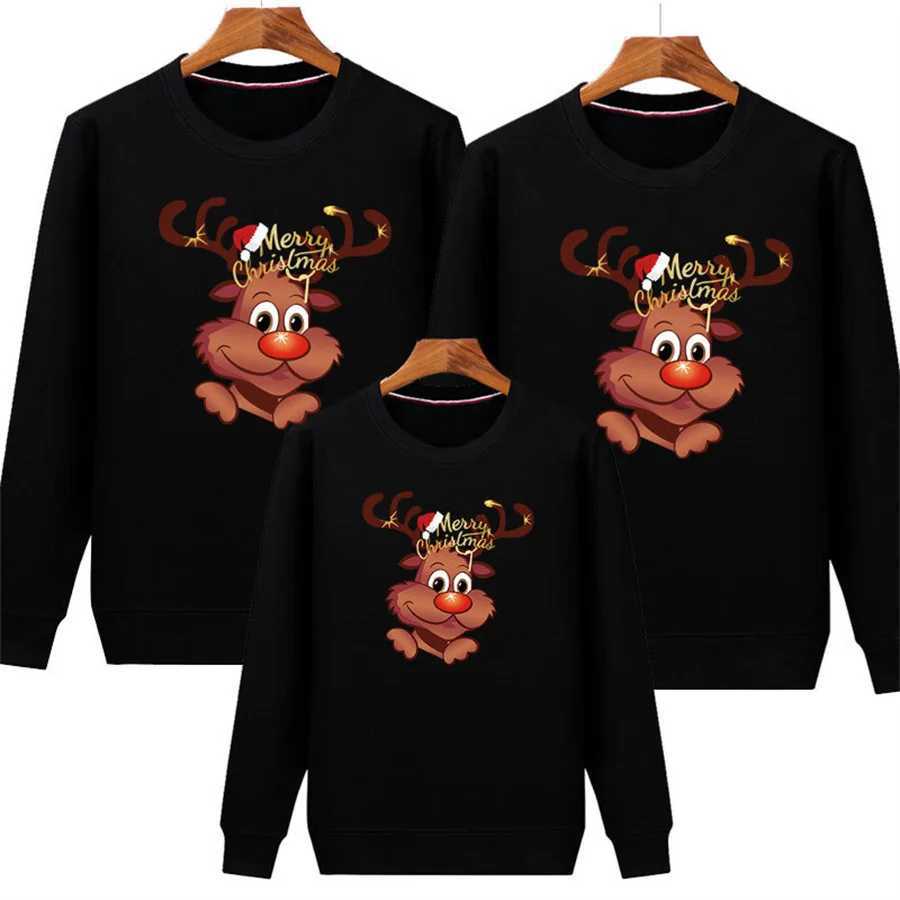 Personalized family Christmas shirt with deer print for parents childrens T-shirt baby jumpsuit Christmas family matching set W241008