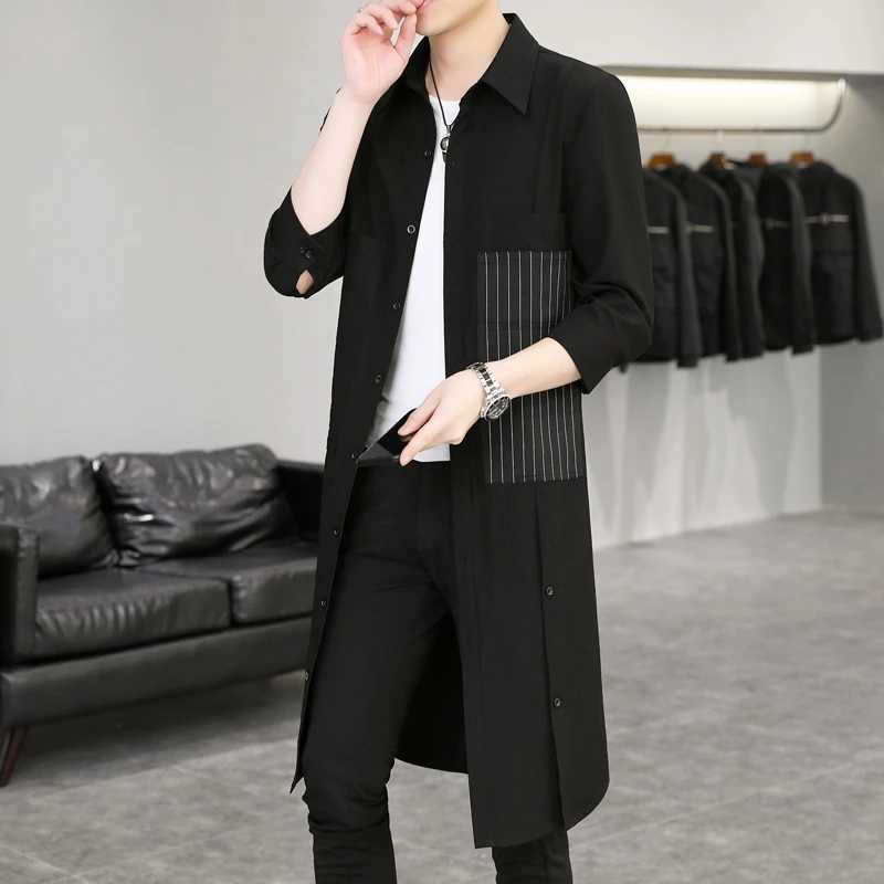 Summer thin mens zipper casual cardigan 7/4 sleeves cardigan jacket pocket decoration solid color open Korean style cardigan W241007