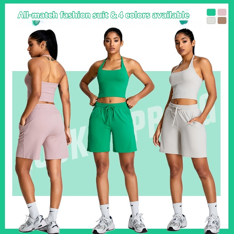 Spring/Summer New Outdoor Fashion Leisure Sports Women's Hanging Neck and Beautiful Back Yoga Clothes Tight Fitness Set