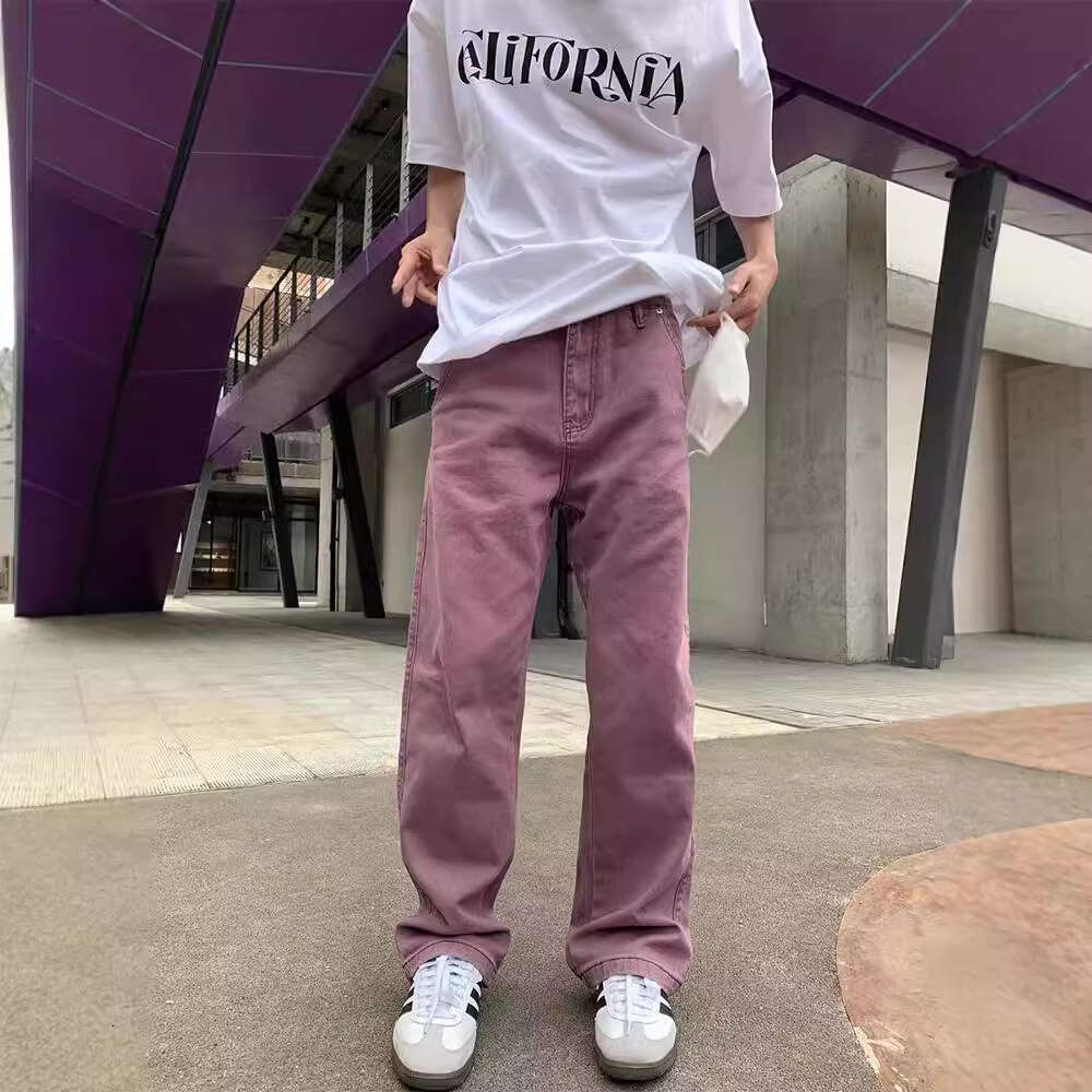 Summer Thin Micro Flared Pants Men's Retro American Jeans Cleanfit Straight Tube Loose Fit Men's Work Pants