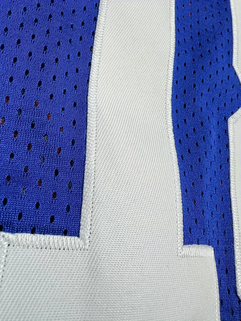#18 Peyton Manning Comfy V-Neck Football Jersey Blue Mesh Embroidery for Training and Competition Breathable Moisture-Wicking American Football Shirt