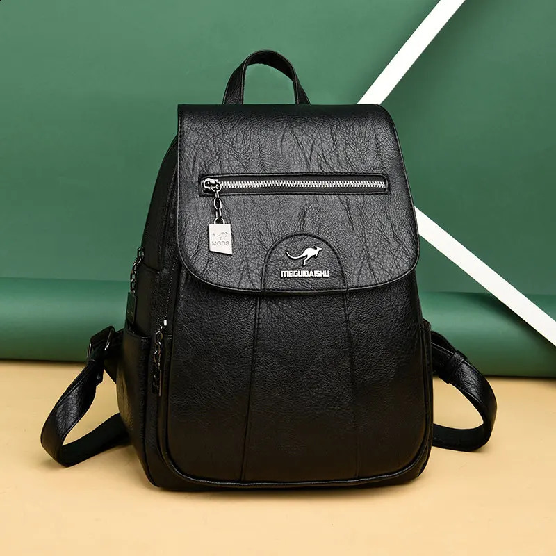 Womens leather backpack highquality retro womens suitable for girls school backpacks travel bags 241008
