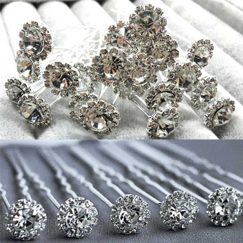 10/20 Fashion Wedding Brides Pearl Flower Transparent Crystal Water Diamond Hairpins Bridal Hairdressing Accessories W241007