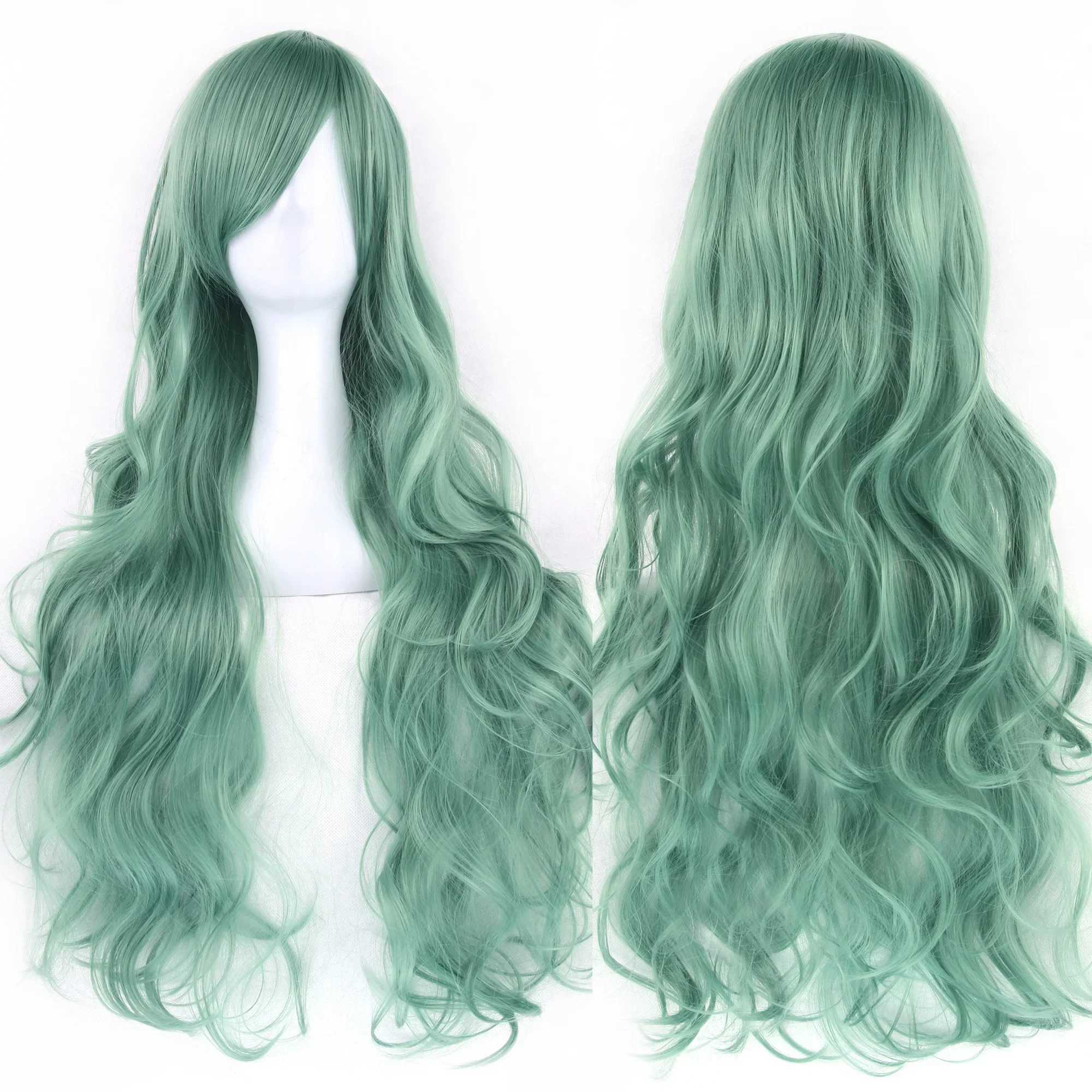 30 Colors Long Wavy Synthetic Hair Silver White Cosplay Wig with Bangs Colorful Halloween Costume Wigs for GirlsXJ241008