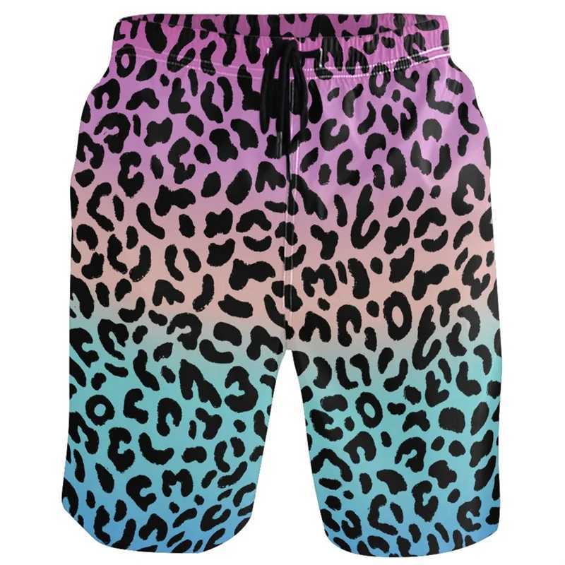 Fashion Leopard 3D Printed Shorts Summer Mens Swimming Shorts Quick Drying Yukata Holiday Beach Shorts Casual Board ShortsW240713