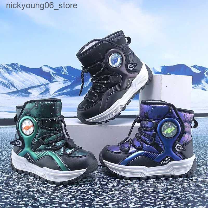 Boots Childrens Snow Boots Thickened Velvet Boys and Girls Outdoor Non-slip Steel Claw Hiking Boot Waterproof Child Casual Warm Boot L240910