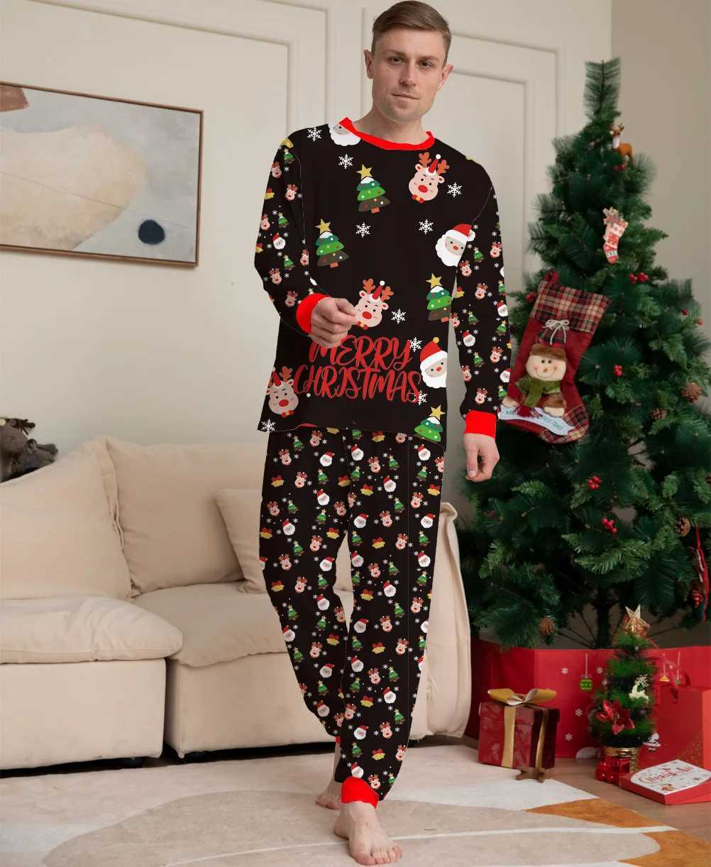 2024 New Christmas Family Pajama Cartoon Full Print Cute Soft Pajama Parent Child Matching Set 2-piece Clothing W241008