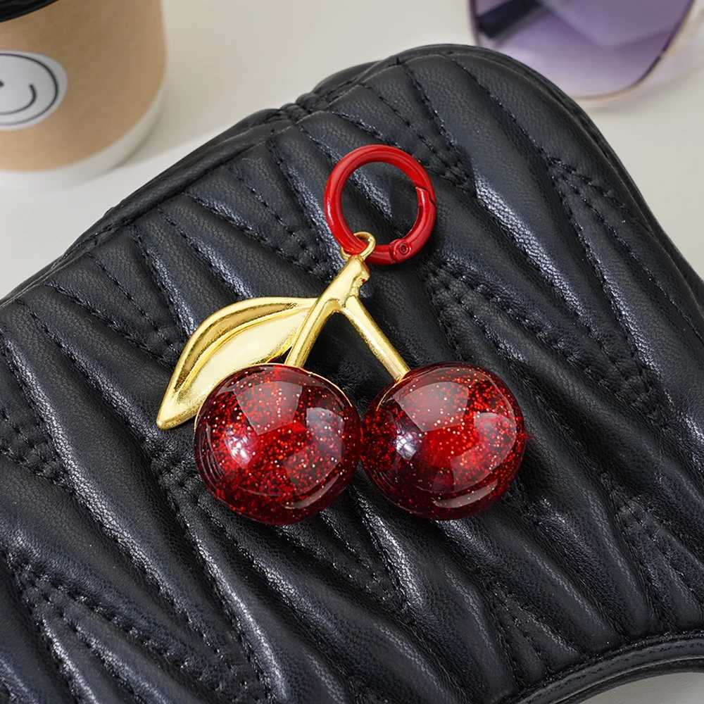 Red Cherry Keychain Jewelry Bag Accessories Summer Fruits Cherries Pendant Keyring For Women Gift DropshippingX241008