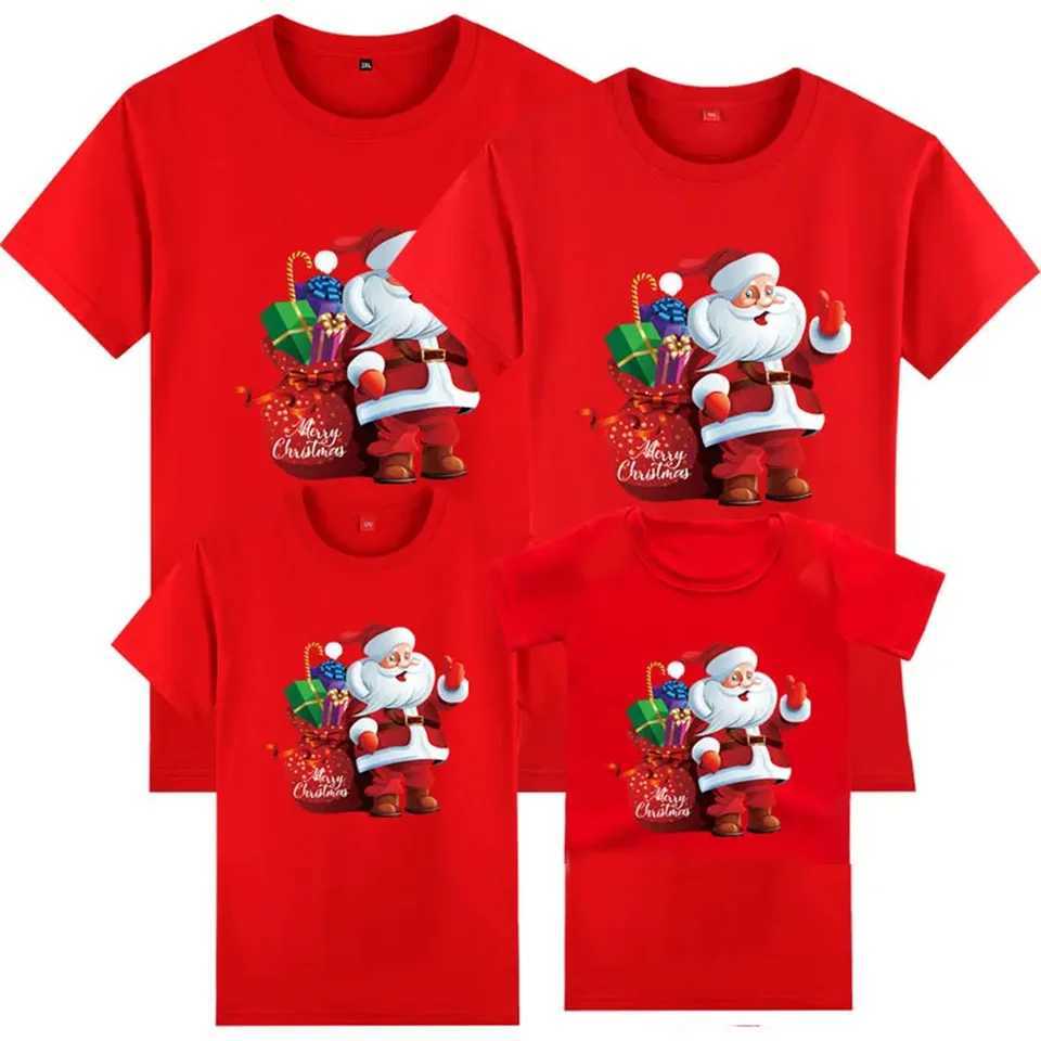 2024 Christmas Family Clothing Elk Santa Claus TSH irt Mother Child Father Son Family Matching Clothing Baby Panties Christmas Clothing W241008