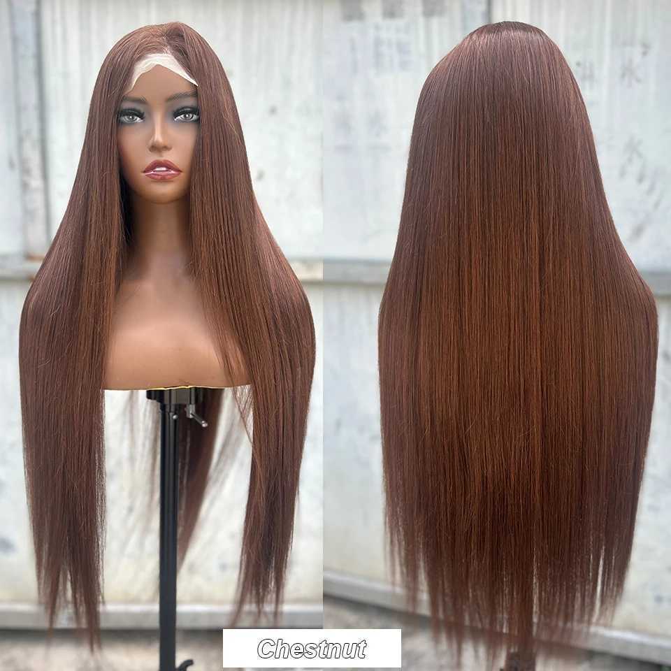Synthetic Straight Lace Front Wigs For Women 36 Highlight Honey Brown Wig Ombre Blonde Lace Closure Wig Synthetic Cosplay WigXJ241008