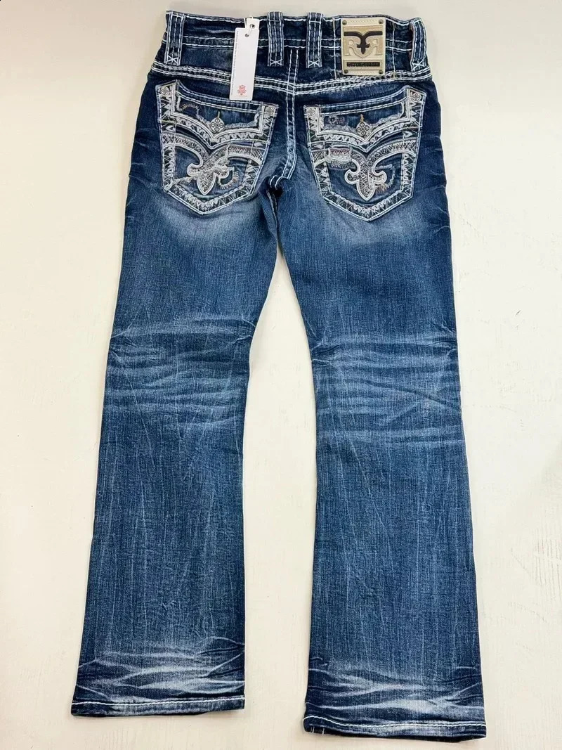 Y2K Jean American Street Hip Hop Retro Embroidery Loose Casual Jeans High Waist Wide Leg Washed Pants 241007