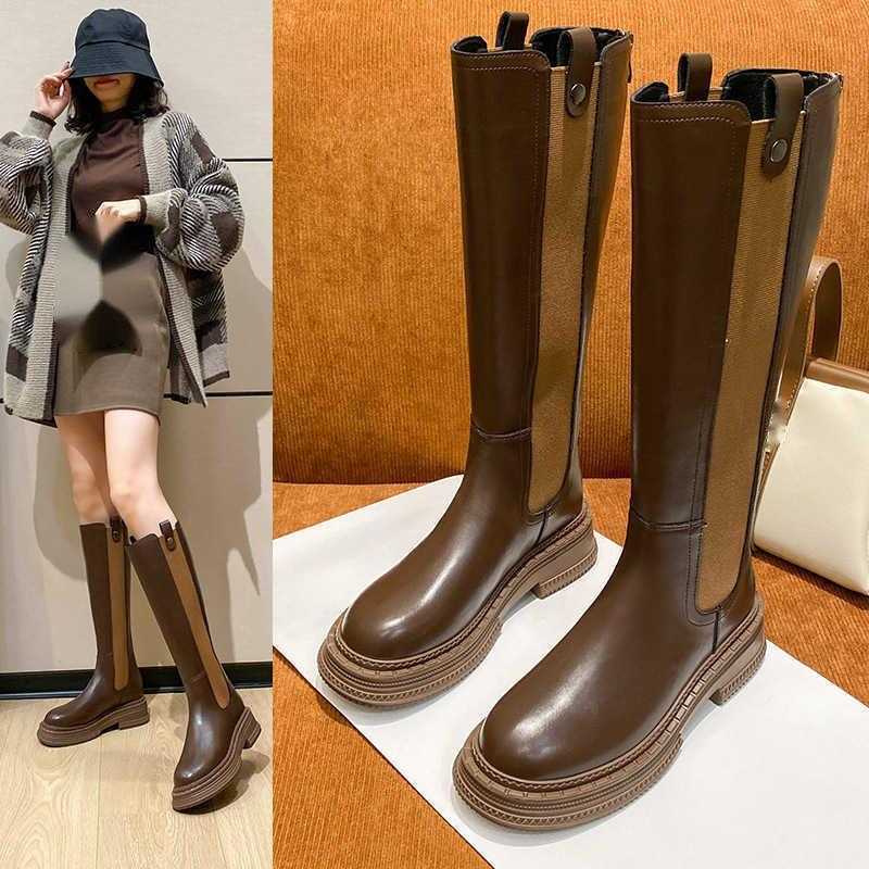 Long Martin Boots For Women Spring And Autumn Slim Long Boots With Fat Legs Mm Knight Boots With Thick Legs High Leg Womens Boots 240826