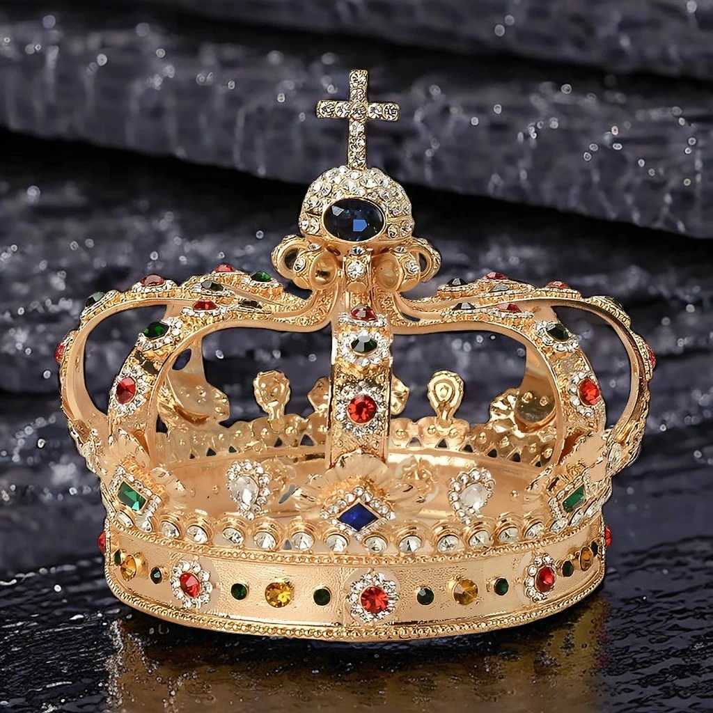 Full round crystal headpiece and crown queen headpiece Pageant Pom Diadem hair accessory vintage hair accessory W241007