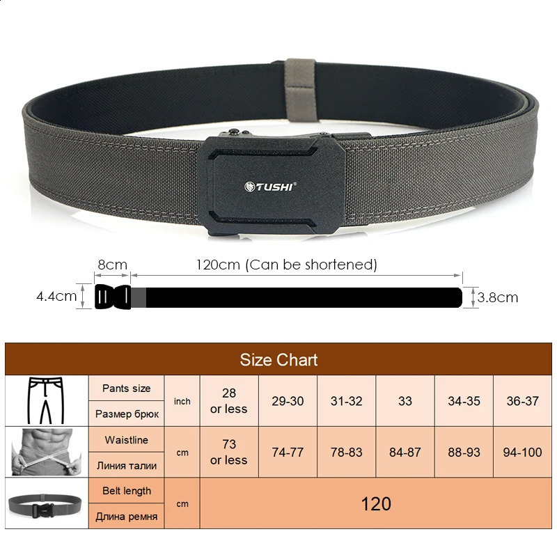 KOLBER mens and womens tactical belt metal automatic buckle black military gun belt thick nylon IPSC waist belt 240925