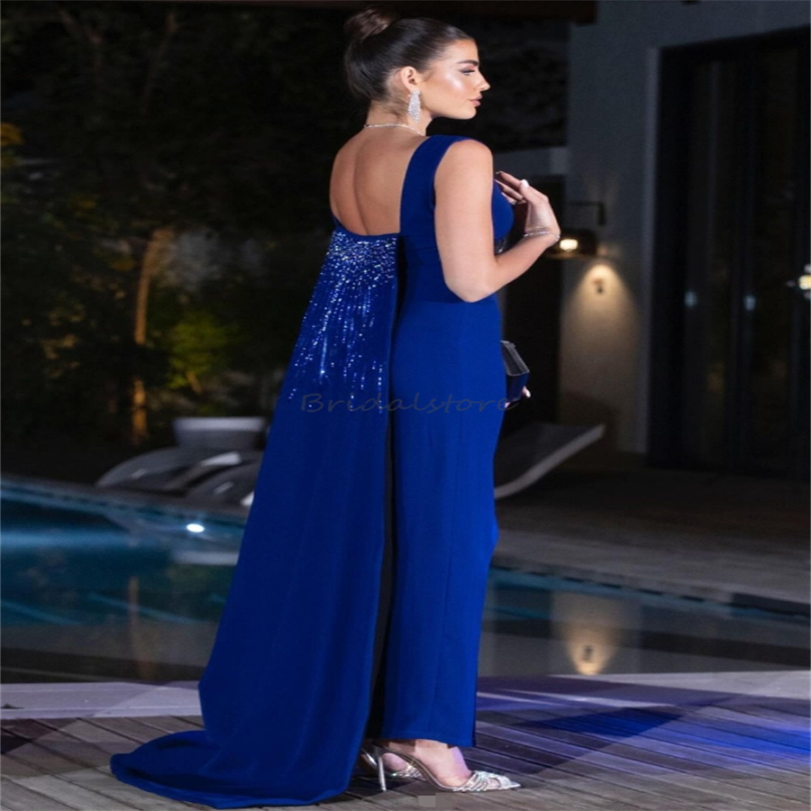 Charming Red Prom Dresses With Train Beaded Mermaid Evening Dress Arabic Dubai Satin Formal Birthday Occasion Ceremony Celebrity Party Dress Vestio De