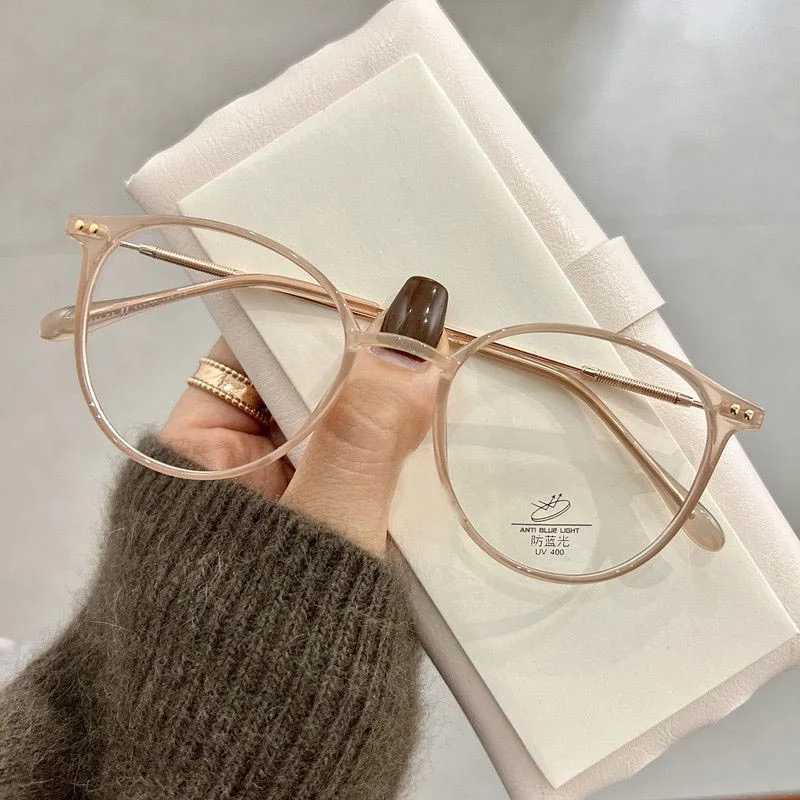 Round Cat Eye Glasses Frame Myopia Women Prescription Eyeglasses Anti-blue Light Ultra-light TR90 Fashion Eyewears Office LadyX241008