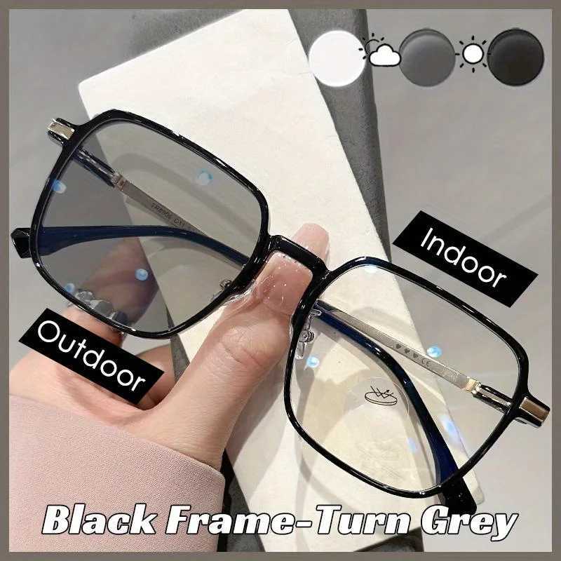 Photochromic Lenses Anti Blue Light Reading Glasses Woman Men Large Square Frame Farsighted Presbyopia Glasses 0 +100 To +300X241008
