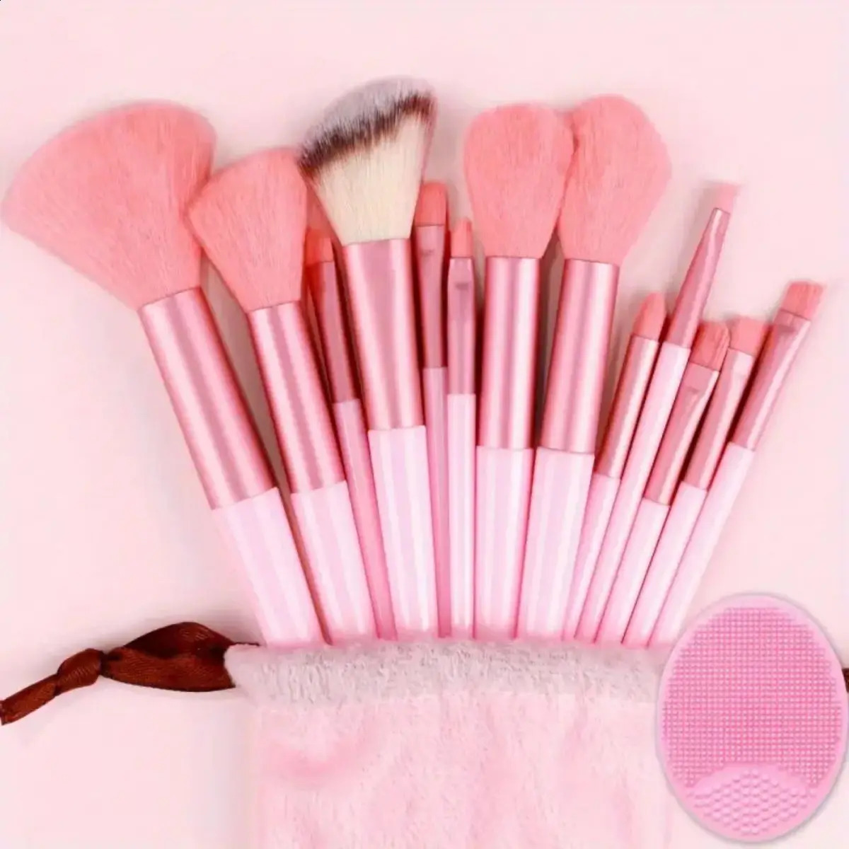 13 pieces of high-quality synthetic nylon bristle makeup brush set - soft gentle non cruel suitable for foundation make-up powder blusher powder 24100