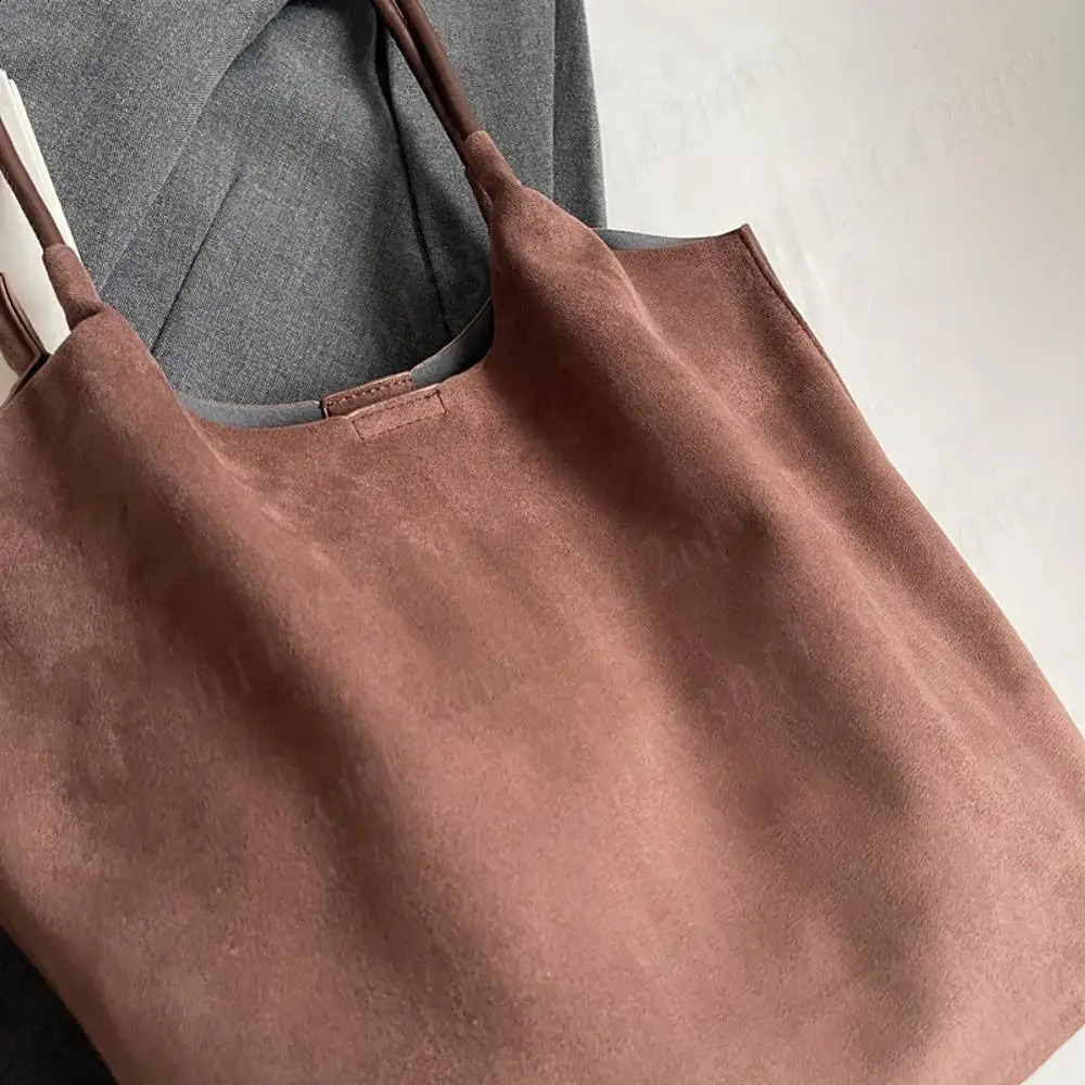 Handbag artificial suede shoulder bag magnetic closed homeless womens solid handbag top work travel 241008