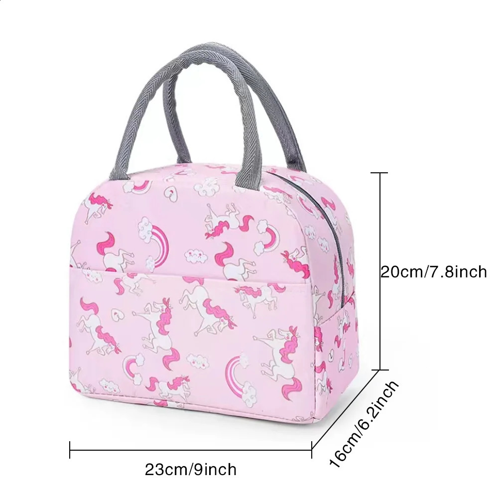 Portable Thermal Lunch Bag Waterproof Insulated Box Bento Pouch Dinner Insulation Student Thickened Flamingo 240925