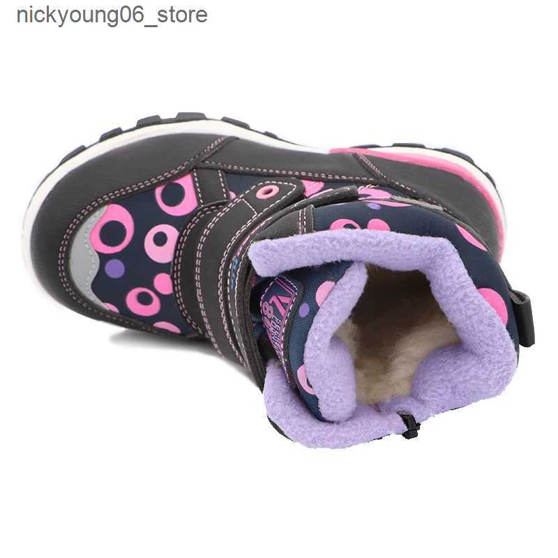 Boots Cute eagle Winter Girls Boots Warm Wool School Outdoor Cute Baby Zipper Boots Plush Rubber Winter Snow Boots Girls EU Size 27-32 L240910