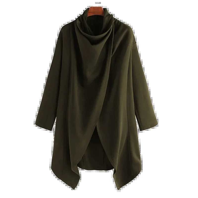Mens long sleeved solid color fashion scarf high neck Trench jacket Street Trend Style Baggy warm coat men W241007