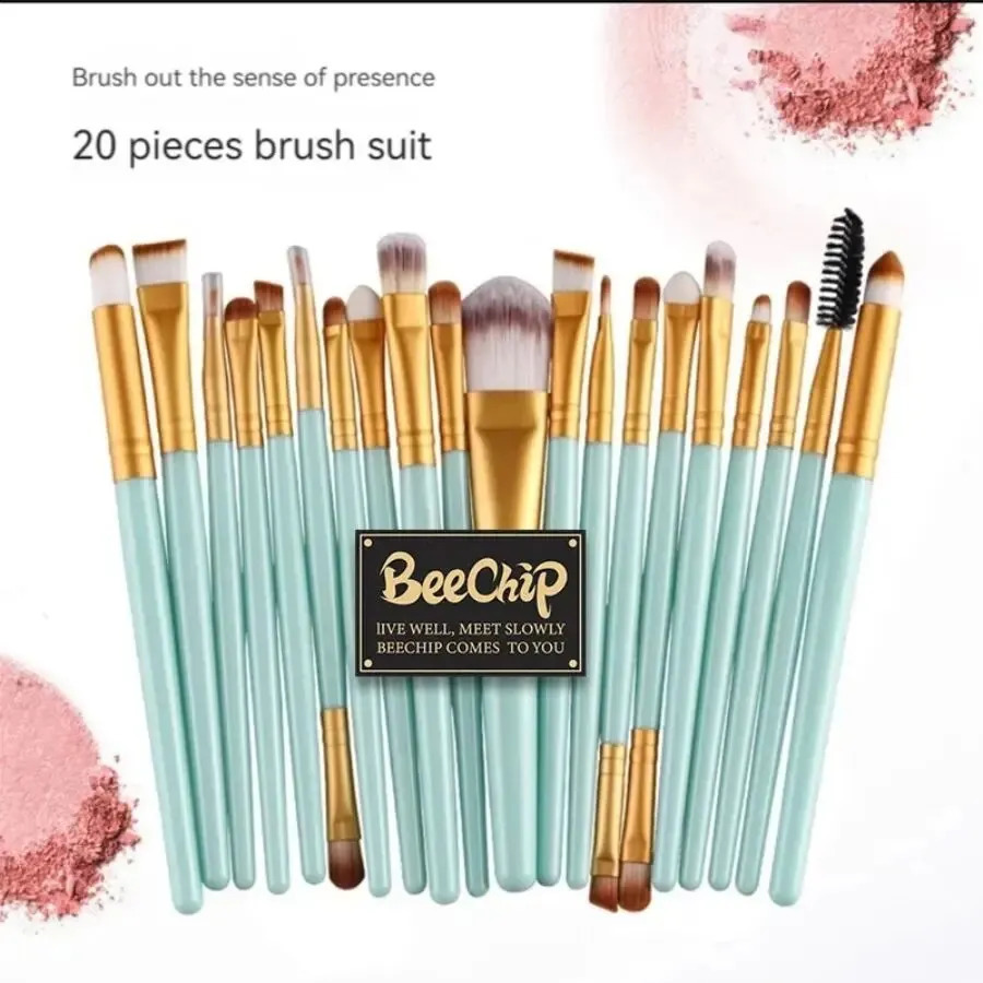 20 cosmetic brushes Portable powder blusher brush eye shadow brush Loose powder brush Complete set of beauty tools for beginners 241008
