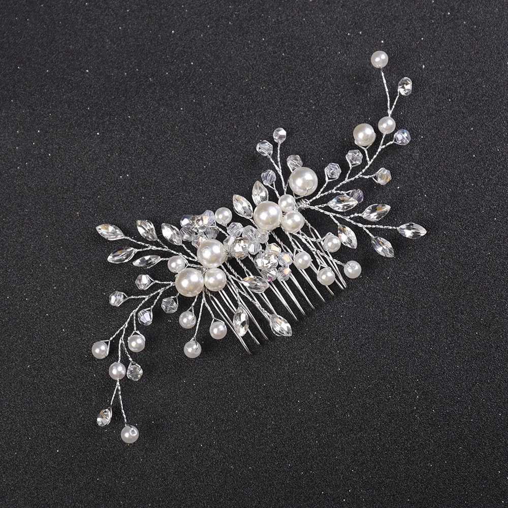 Silver rose gold pearl hair comb handmade wedding headpiece suitable for womens decoration bridal hair accessories fashionable headpieces W241007