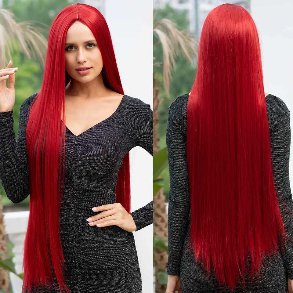 40inch Synthetic Button Net Red Long Vacation Hair Mid Section Role Playing Wig Suitable For Parties Daily Wear For WomenXJ241008