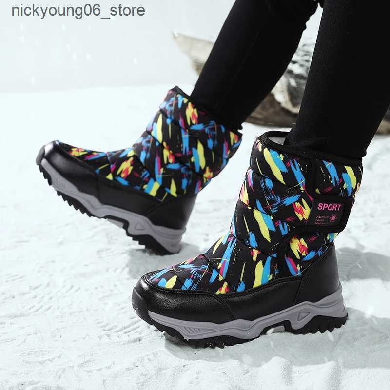 Boots New Arrival Winter Children Shoes Plush Waterproof Fabric Non-Slip Girl Rubber Sole Snow Boots Fashion Warm Outdoor Boots L240910