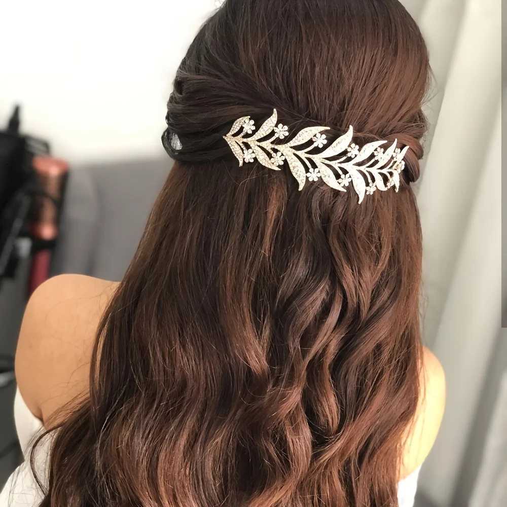 Fashion Rose Gold Silver Flower Crystal Water Diamond Tiaras Crown Female Queen Princess Diadem Wedding Hair Accessories W241007