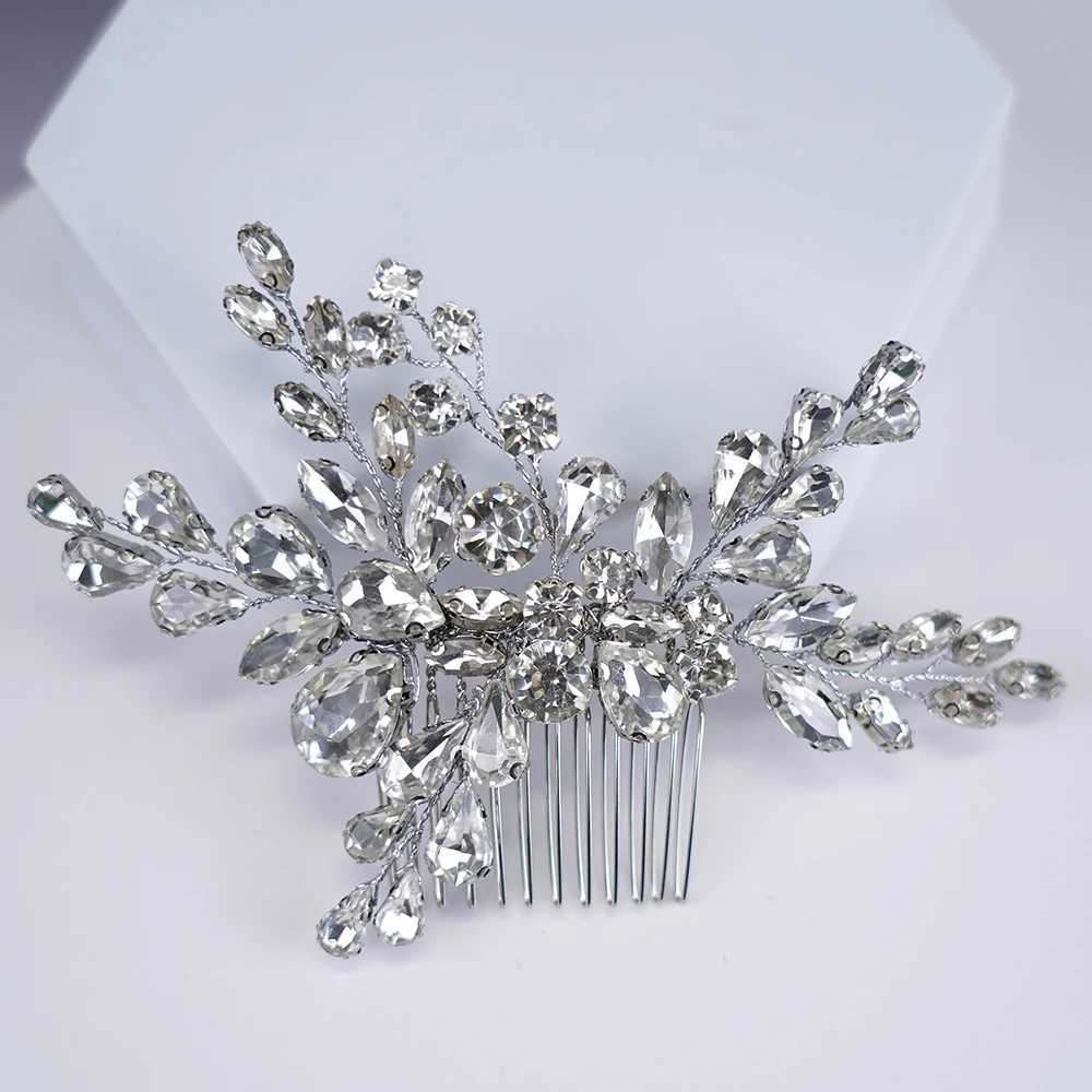 Bridal Wedding Crystal Hair Comb Silver Full Diamond Bridal Maid Handmade Hairpin Female Accessories W241007