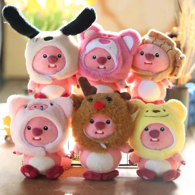 15CM Cartoon Little Beaver Ruby Pendant Plush Toy Doll Bag Pendant Keychain Doll Shapeshifting Beaver Plush KeychainsX241008