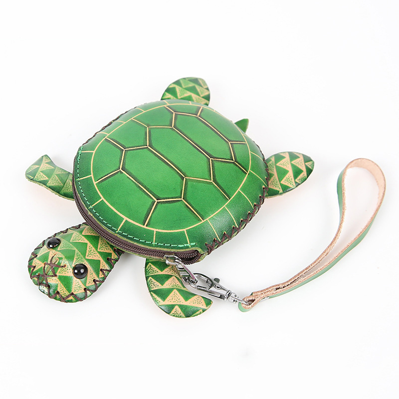 Coin Purse Green Turtle Shaped Wallets Women's Travel Zipper Handbag for Coins Keys and Small Accessories Daily Use
