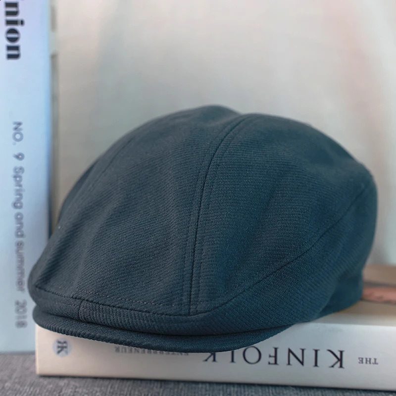 Retro Blue Wool British Style Mens Beret Spring Autumn Casual Street s Boys Wild Octagonal Driving Kirby Hat A-57 241007