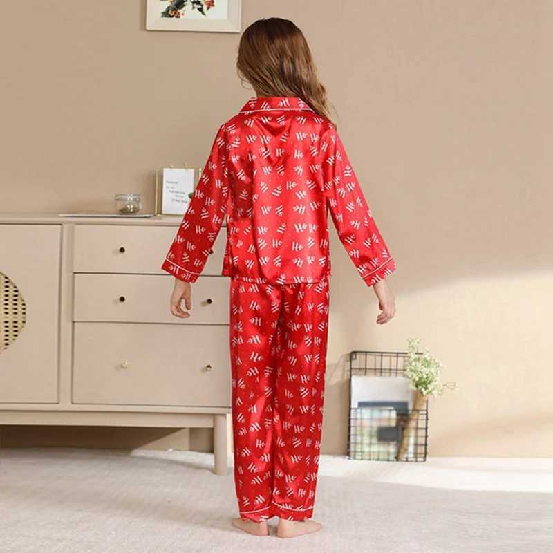 Christmas Pajama Set Silk Casual Parent Child Clothing Family Matching Satin Pajama Set Mom and Dad My Home Clothing Set W241008
