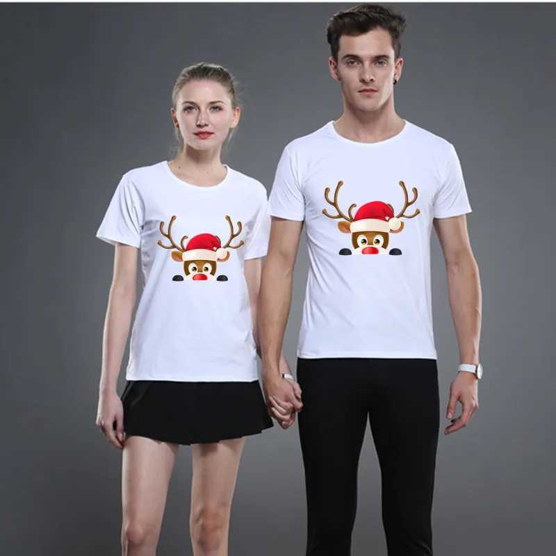 1 Christmas reindeer family matching T-shirt for mom dad daughter son fun matching T-shirt for mom dad child baby clothing W241008